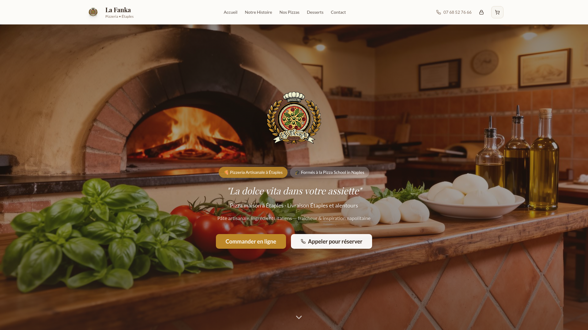 Site internet pizzeria commande en ligne Étaples